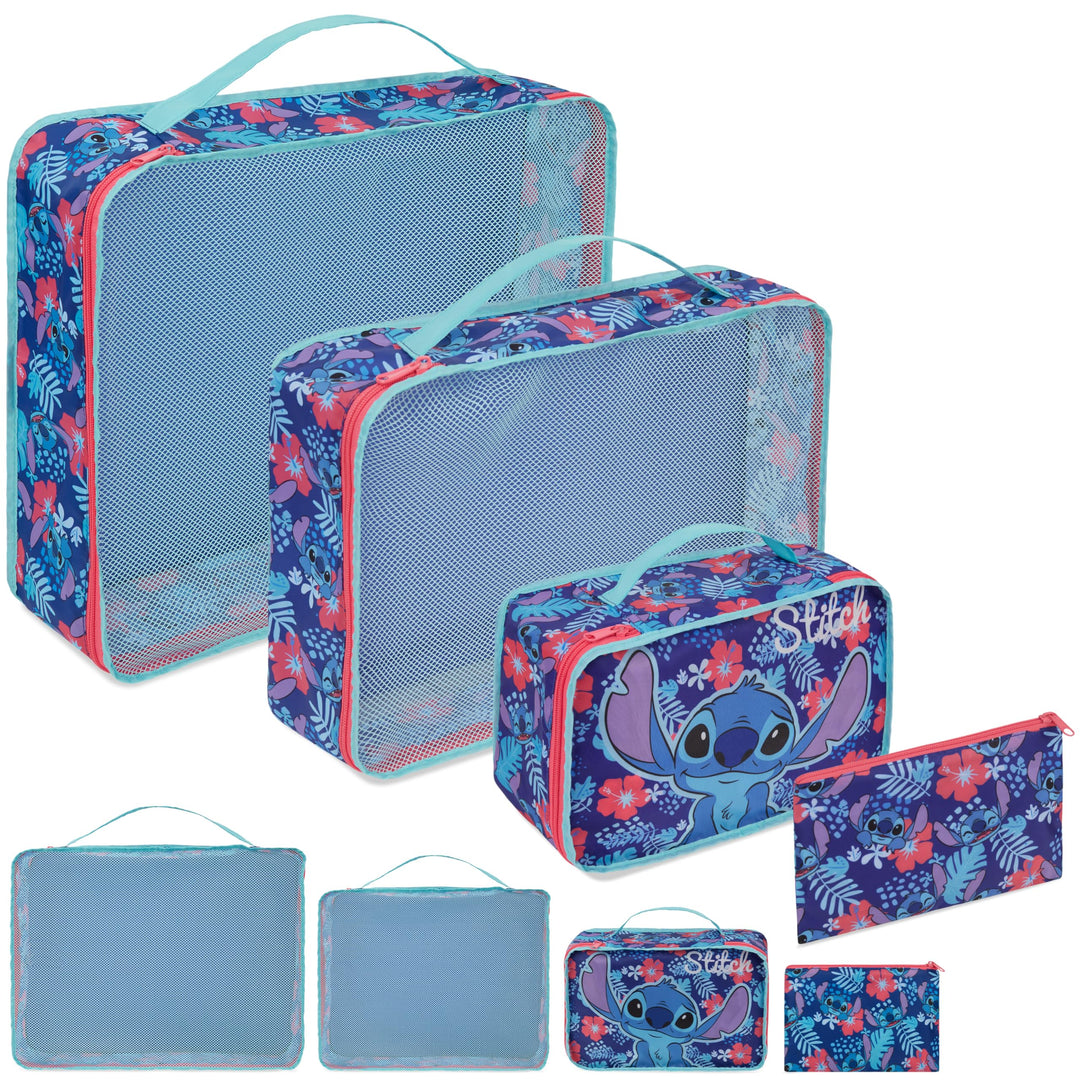 Disney Travel Organizer Taschen 4er-Set mit 3 Packing Cubes & 1 Kosmetiktasche Blau - Reise Zubehör