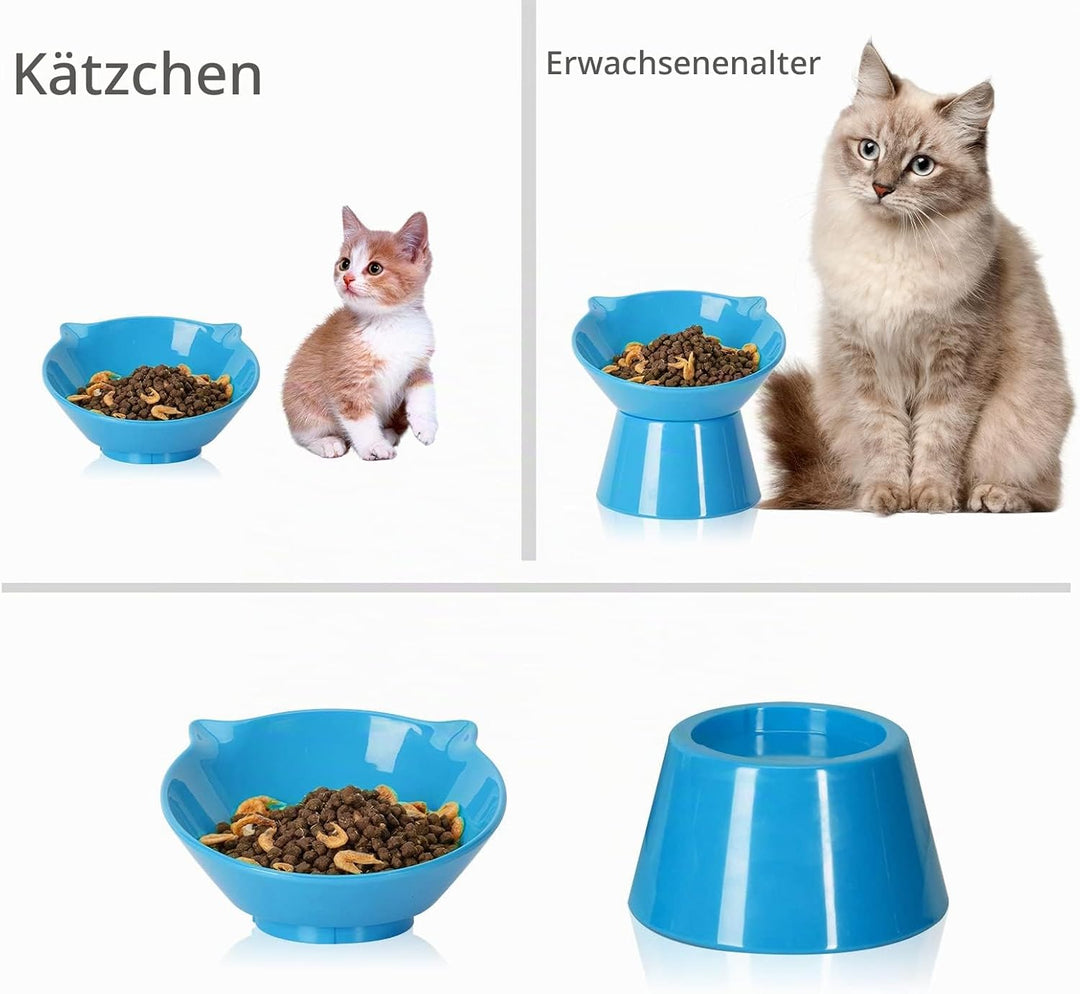 Futternapf Katze,Katzennapf Erhöht mit 15° Neigung Fressnapf Katze,Anti-Erbrechen Katzennäpfe für Fu