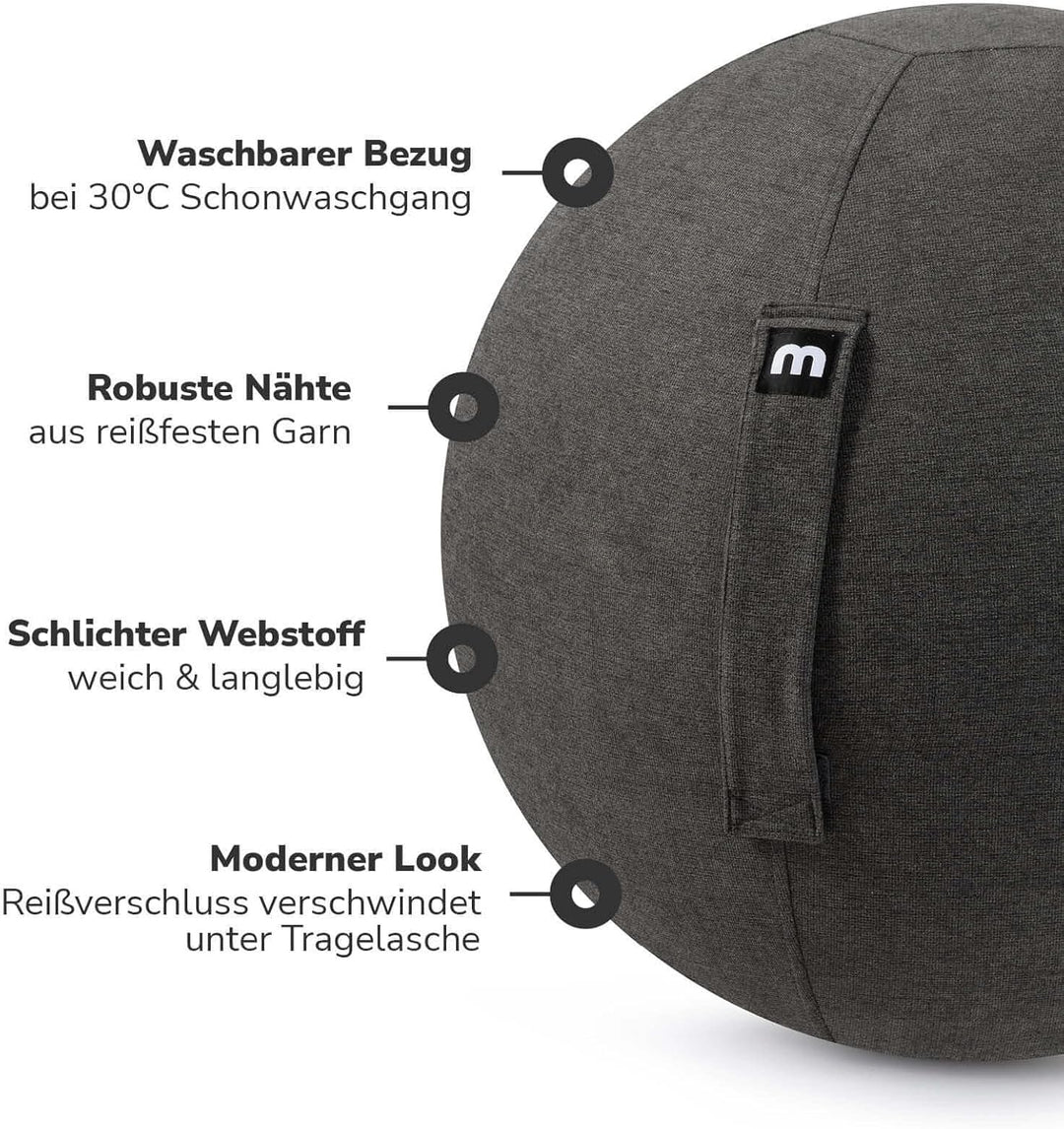 mokebo Stoff Sitzball Büro ergonomisch 'Der Sportliche' Gymnastikball Schwangerschaft mit Pumpe, Pez