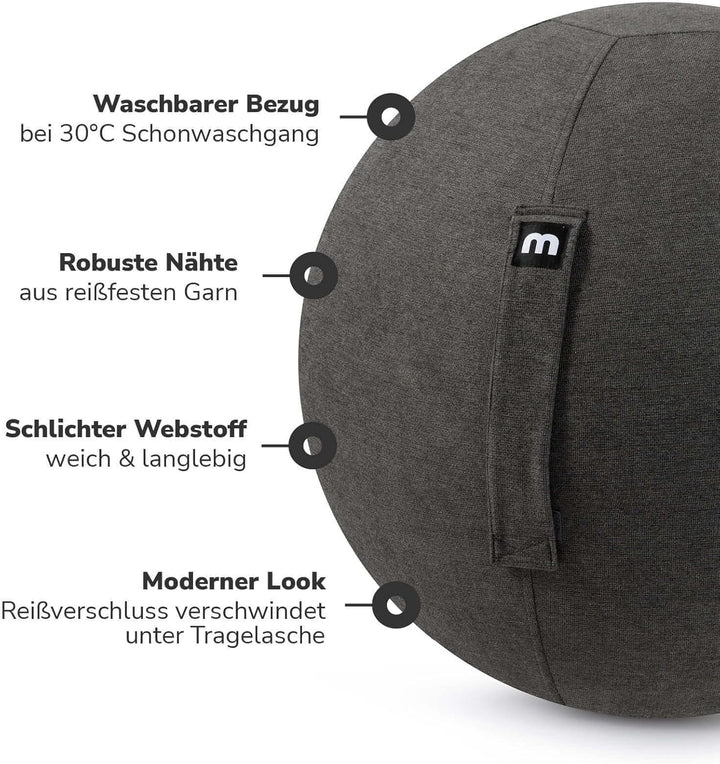 mokebo Stoff Sitzball Büro ergonomisch 'Der Sportliche' Gymnastikball Schwangerschaft mit Pumpe, Pez