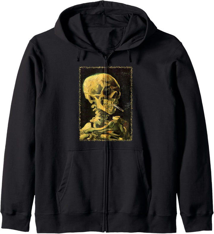 Vincent van Gogh Totenkopf mit brennender Zigarette Kapuzenjacke