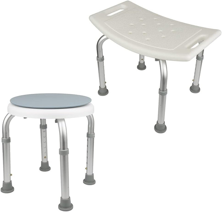 Duschhocker Duschstuhl Höhenverstellbar 360° Drehbarer Badehocker Duschhilfe aus Alu für Alter, Schw
