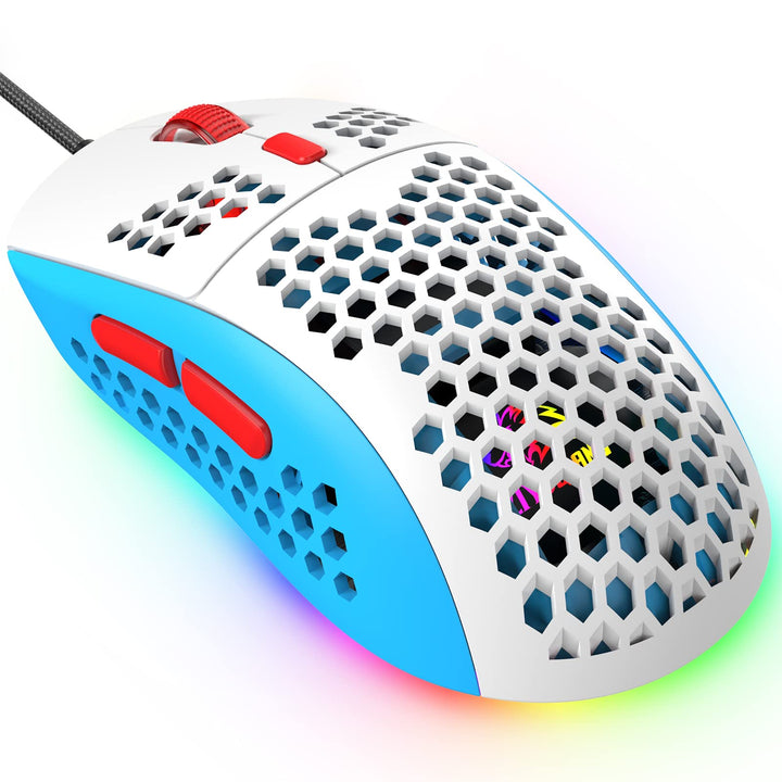383 PRO Ultraleichte kabelgebundene Gaming-Maus, leichte Wabenschale, 6 RGB-atmungsaktive Hintergrun