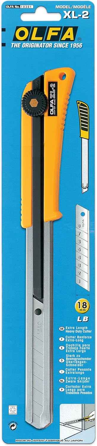 OLFA Cuttermesser XL-2 18mm mit extra langer Klinge für schwer erreichbare Stellen