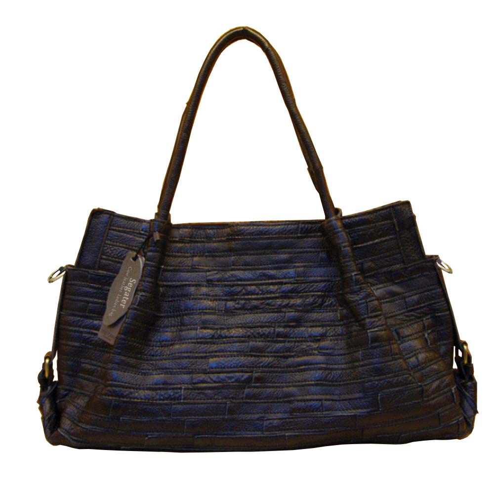 Segater® Damen Multicolor Einkaufstasche Echtes Leder Handtasche Bunte Patchwork Grosse Umhängetasch