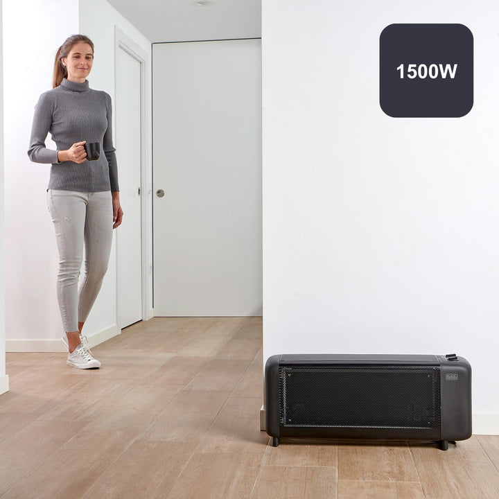 Black+Decker ES9350080B BXMRA1500E Radiator-Heizkörper mit Glimmerisolierung, 1500, Schwarz Heizkörp