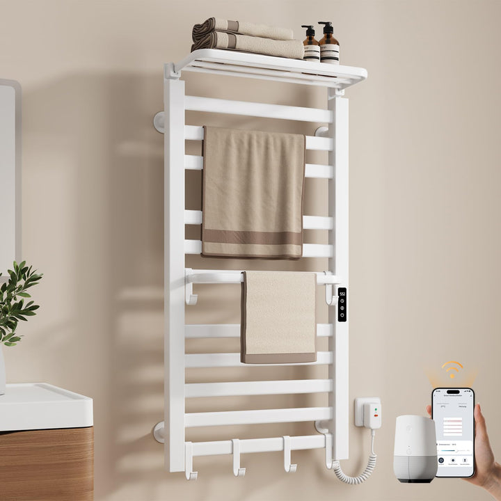EMKE Elektrischer Badheizkörper 100x50 cm, 280W Handtuchwärmer mit WLAN-App-Steuerung, Kohlefaser Ha