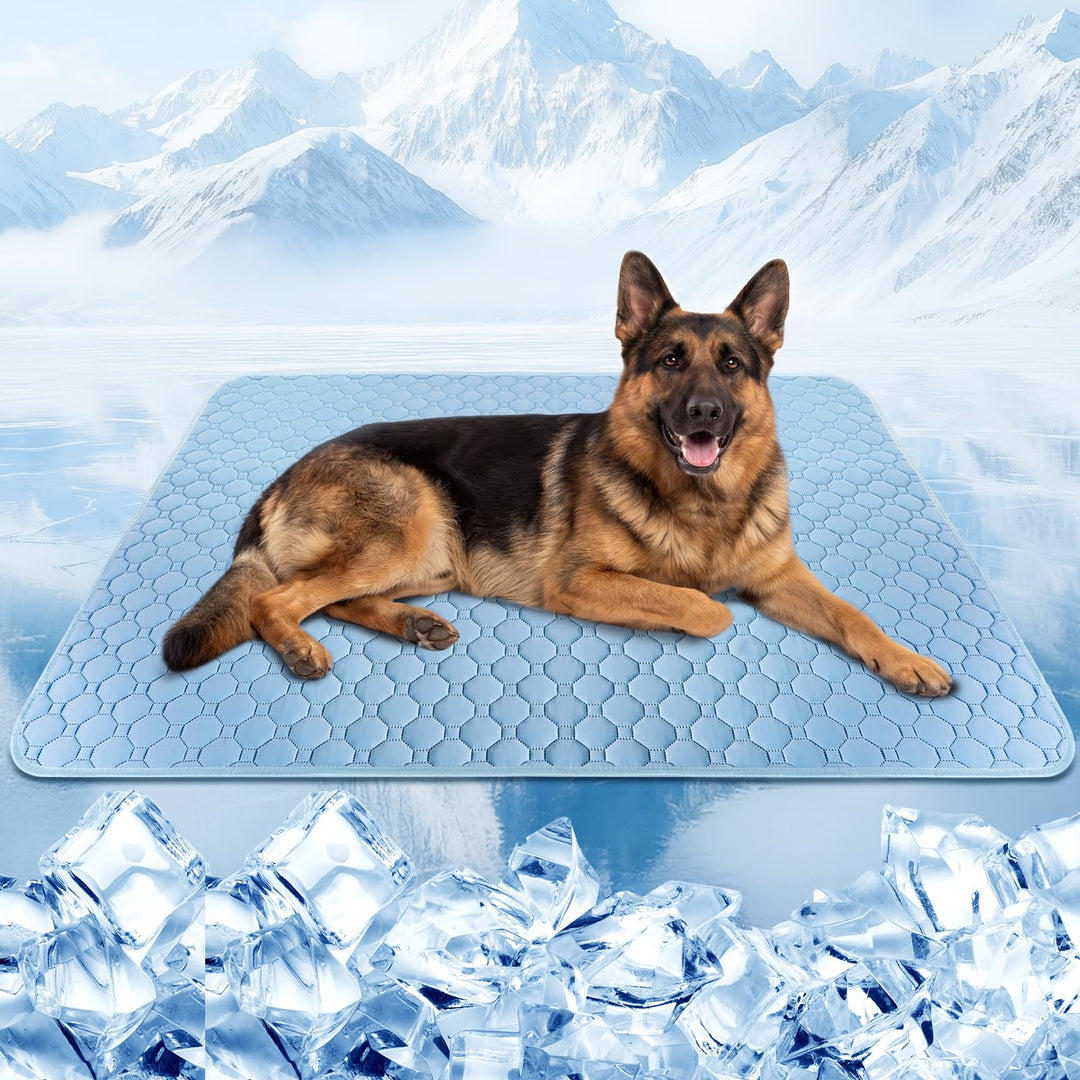 Gimars XXL Kühlmatte Hund aus kühlendem Ice-Silk Stoff, Waschbare Wasserfeste Hundematte für den Som