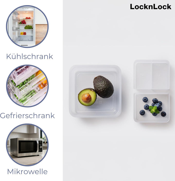 LocknLock TO GO Lunchbox mit Fächern 1,2L, Bento Box Erwachsene mit Sandwicheinsatz, Toppingtray, Me