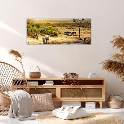 Wandbilder Dekoration Wohnzimmer Safari Tiere Panorama Bilder auf Leinwand 120x50cm Leinwandbild mit