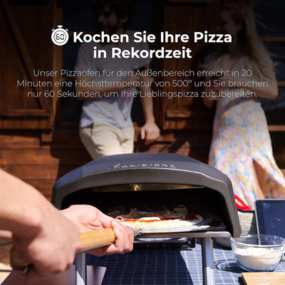 MasterPro Pizza Oven | Pizzaofen | Tragbarer Gasofen mit Schnellbackfunktion bis zu 500ºC | Pizzen i