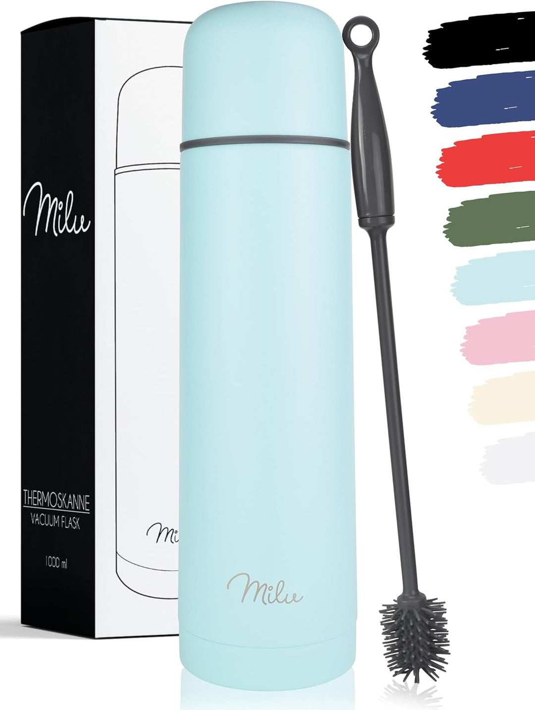 Milu Thermosflasche Thermoskanne Isolierflasche 1L, 750ml, 500ml - Isolierte Edelstahl Trinkflasche,