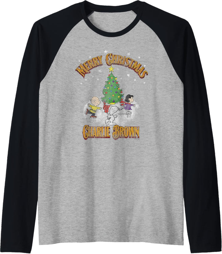 Peanuts Snoopy Charlie Brown Frohe Weihnachten Raglan