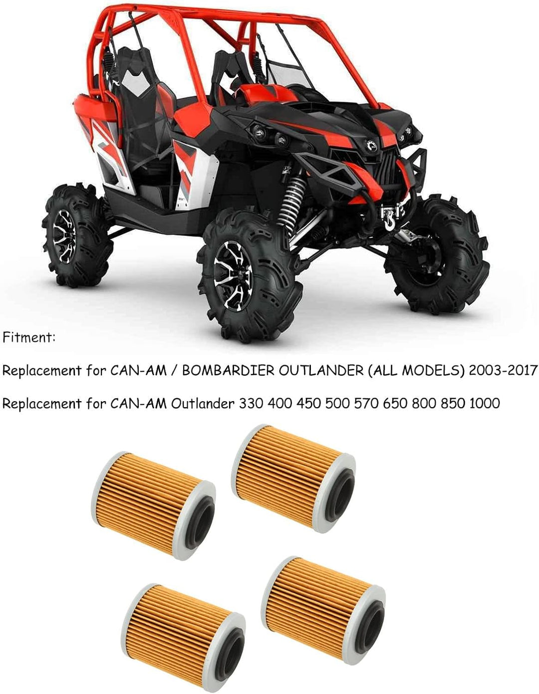 4 Stück Ölfilter, 420256188 KN152 HF152 Motorölfilter Ersatz High Performance für CAN AM 330 400 450