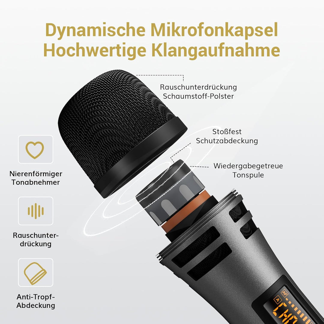TONOR Mikrofon kabellos, drahtloses Funkmikrofon Wireless Microphone Handmikrofon dynamisch Microfon