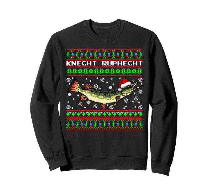Knecht Hecht Hässliche Weihnachtsangeln Fisch Angler Sweatshirt