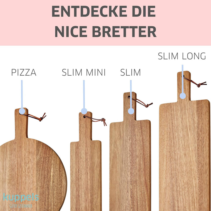 Kuppels Schneidebrett NICE | aus Akazienholz | 35 x 18 x 1,5 cm | mit Griff | Holzbrett klingenschon