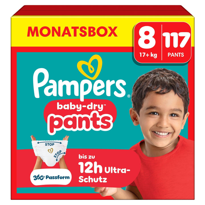 Pampers Baby-Dry Pants Grösse 8, 117 Stück, 17kg+, 360° auslaufsichere Passform für Tag und Nacht Gr