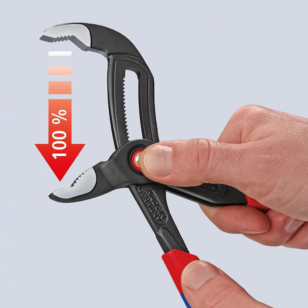 KNIPEX Cobra QuickSet Hightech-Wasserpumpenzange mit schlanken Mehrkomponenten-Hüllen grau atramenti