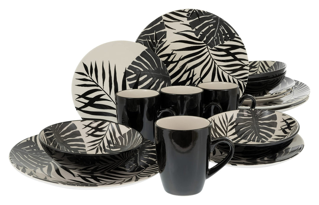 CreaTable, 25859, Serie TROPICANA black, Geschirrset, Kombiservice 16 teilig Kombiservice 16 teilig