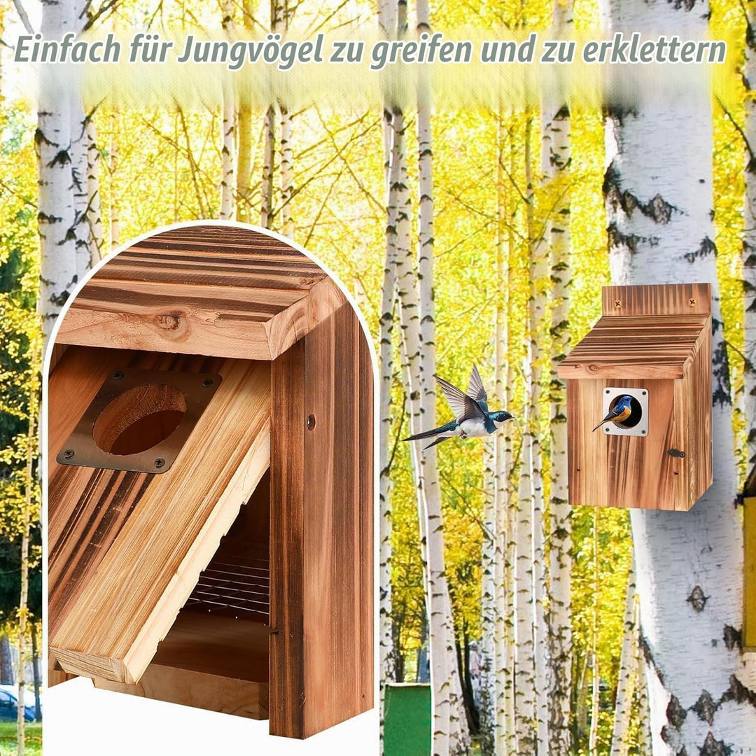 4 Stück Nistkasten für draussen wetterfest, Vogelhäuser mit Metallschutz, Sicherheitsschlössern, Flu