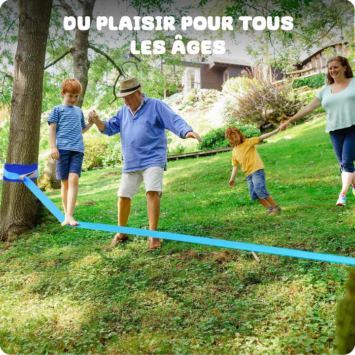 Hapfan Ninja Hindernisparcours, 15 m × 2 Slackline mit 8 Hindernissen zum Aufhängen, Unisex, Slackli