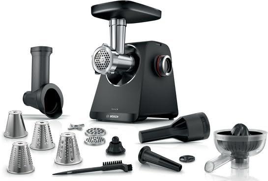 Bosch MultiPower Fleischwolf Serie 4 MFWS450B, 1900 W, elektrisch, 3 Lochscheiben (3-4,5-8), Wurstfü
