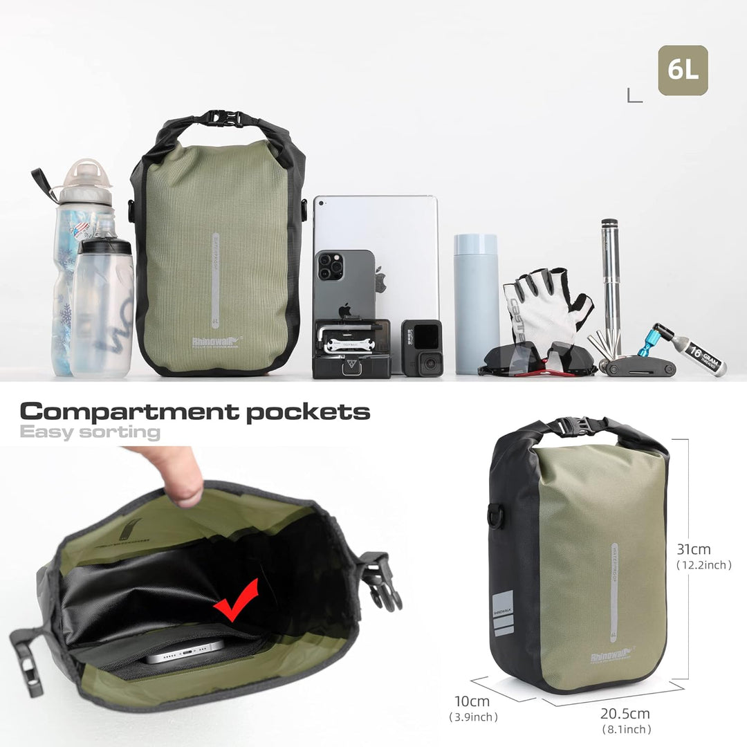 Rhinowalk Fahrrad Gepäckträgertasche Wasserdicht 4/6L Vorne Fahrradtasche für Gepäckträger mit Schul
