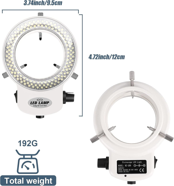 144LEDs Ringlicht Ringleuchte Fuer Mikroskop Microscope Lampe Licht 6000K 0-100% Einstellbar