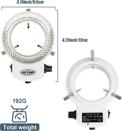 Tiamu 144 LED Stereomikroskop Kamera Ringleuchte, Super Helligkeit LED Perlen Ringleuchte 0-100% Ein