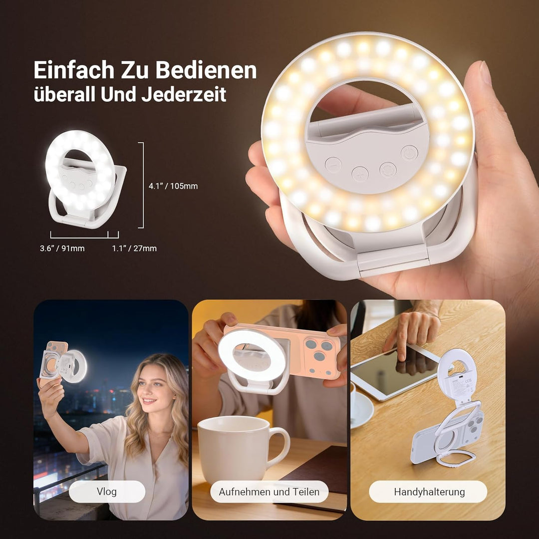 NEEWER Entry Level Version N35 Magnetisches Selfie Handy Licht Kompatibel mit MagSafe iPhone, 4W zwe