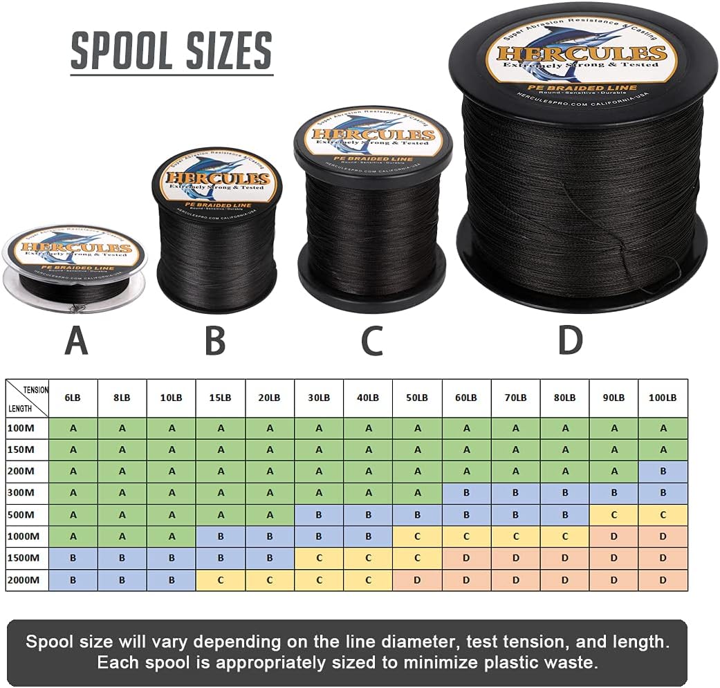 HERCULES Super Cast 100m - 2000m 109-2196 Yards Geflochtene Angelschnur 6lb - 100lb Test für Salzwas