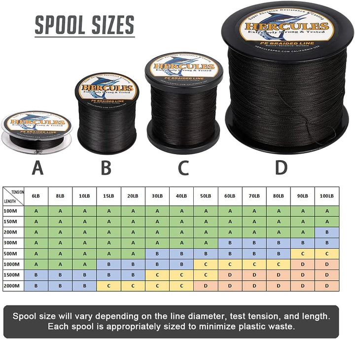 HERCULES Super Cast 100m - 2000m 109-2196 Yards Geflochtene Angelschnur 6lb - 100lb Test für Salzwas