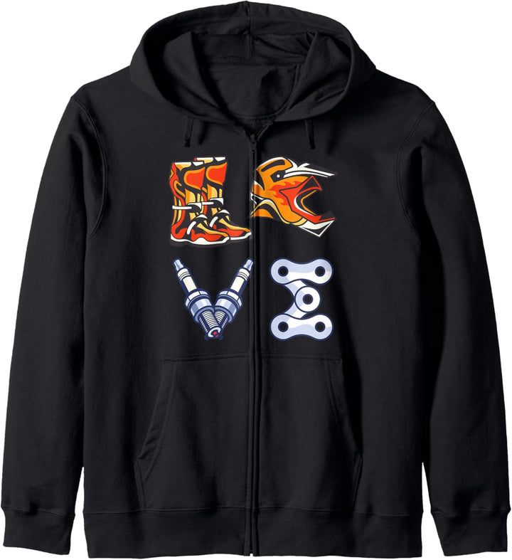 Motocross Biker Motorradfahrer Bike Love Liebe Ersatzteile Kapuzenjacke