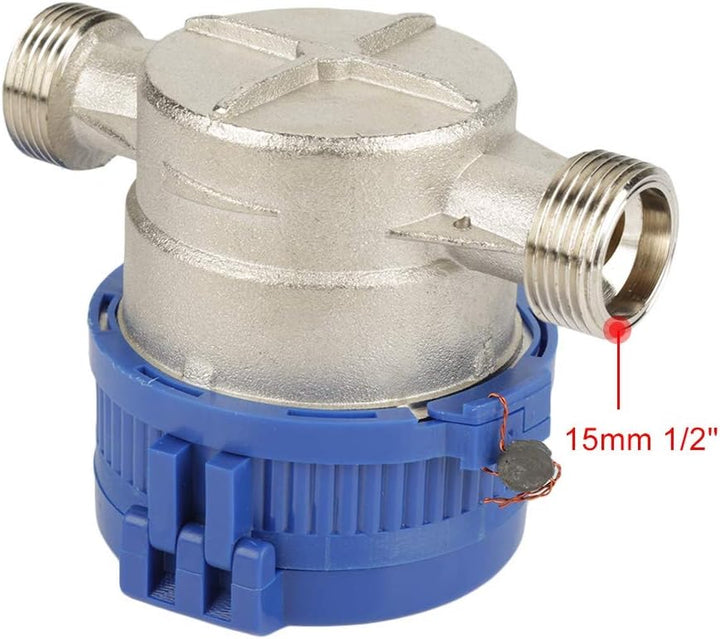 15mm Wasserzähler, 1/2 Zoll Anschluss Gartenwasserzähler Geeicht Kaltwasserzähler Zapfhahnzähler Was