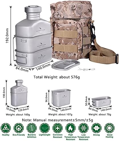 iBasingo Titan Feldflasche Camping Kochgeschirr Becher Militär Wasserflasche Outdoor Kantine Tassen