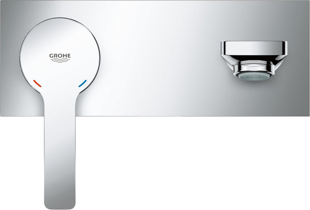 GROHE Lineare, Waschtischarmatur für die Wandmontage, wassersparend (2-Loch Wasserhahn für das Bad,
