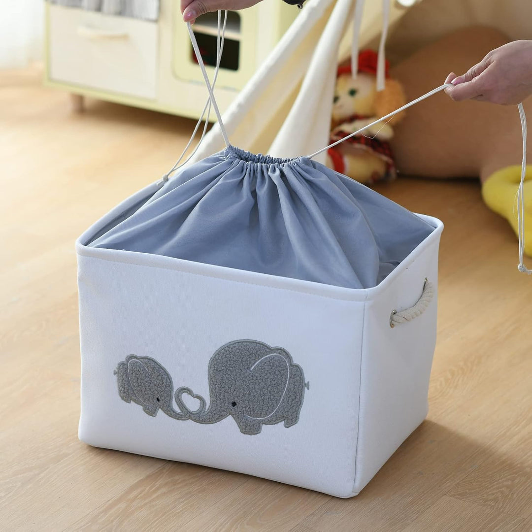 INough Aufbewahrungskorb für Kinderzimmer, Faltbar Spielzeugkorb Grosser Wäschekörbe Elefant Spielze