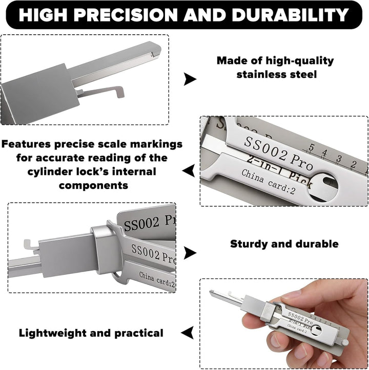 Schlüsseldecoder SS002 Pro Dietrich-Set 2-in-1 hauptschlüssel-decoder aus edelstahl, türöffnungswerk