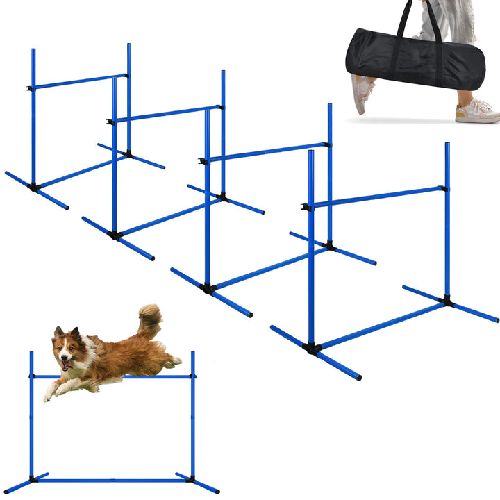 Agility Set Hunde Hürdenset Slalom Stangen Agility Ausrüstung für Hundetraining mit 4 x Hürden Höhen