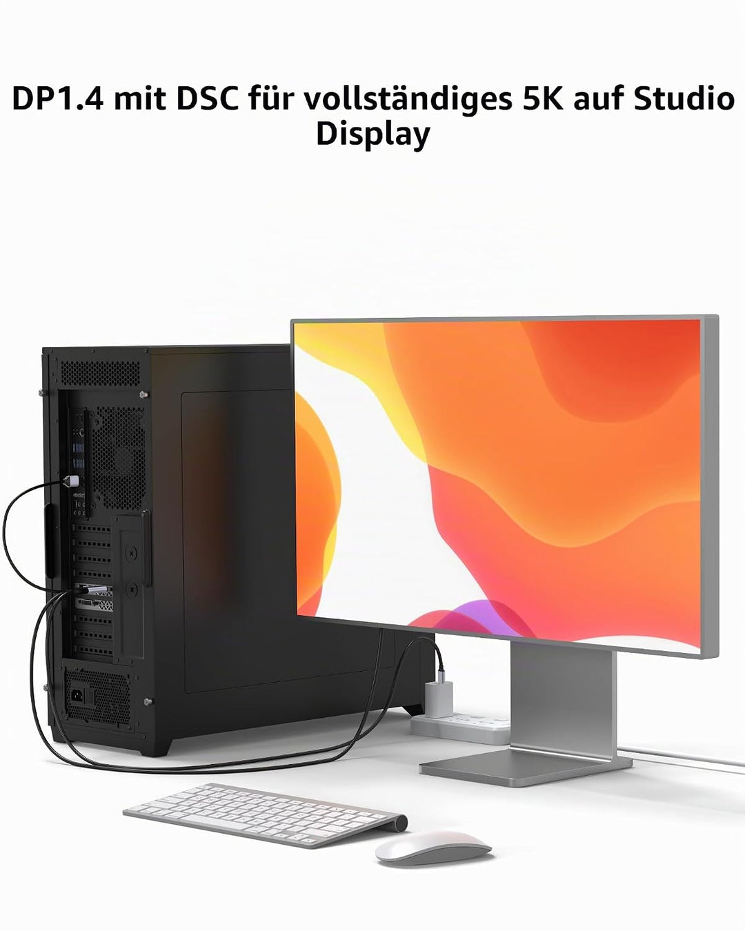 fairikabe DisplayPort auf USB C 4K 60Hz, Upgrade DisplayPort auf USB-C Kabel, 2m, unidirektionales D