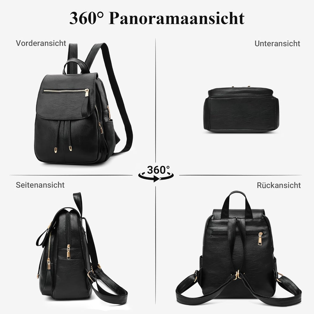 DEEVORCA Damen Mode Einfach Rucksack Lässig Arbeiten Dayback Schultertaschen Reisen Einkaufen PU Led