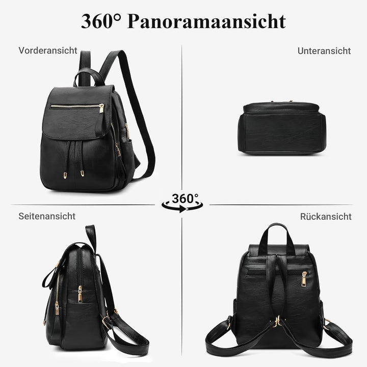 DEEVORCA Damen Mode Einfach Rucksack Lässig Arbeiten Dayback Schultertaschen Reisen Einkaufen PU Led