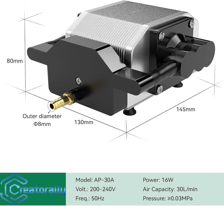 Creatorally Air Assist Laser, 30L/Min Luftpumpe für Lasergravierer mit Speed Control, Laserpumpe f