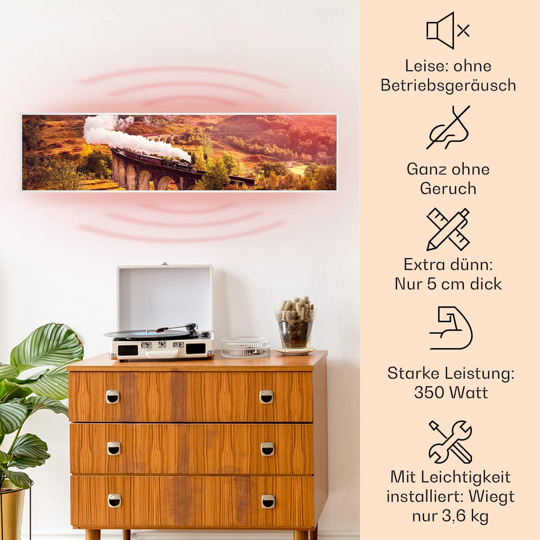 Klarstein Infrarotheizung mit Thermostat, 350W Elektroheizung, Smart Home Bild-Infrarotheizung zur W