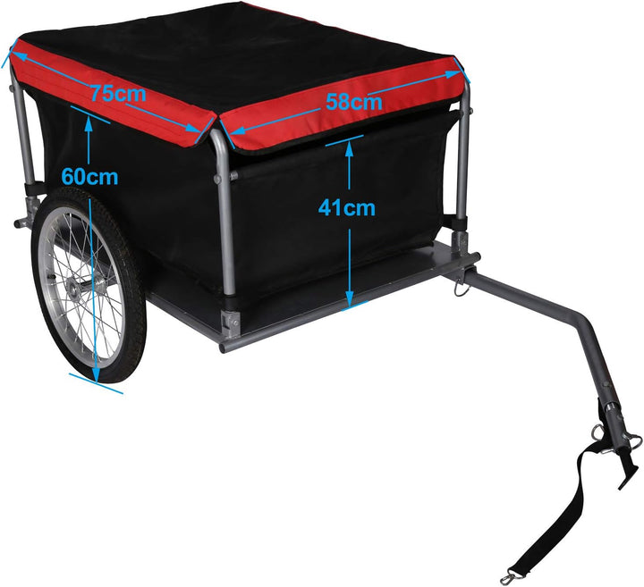 Wiltec Fahrrad Lastenanhänger bis 65 kg mit umklappbarer Deichsel & Schnellkupplung