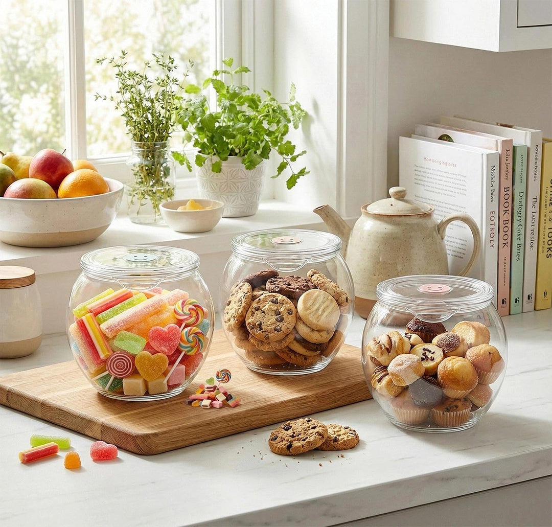Keksdose mit Deckel,Candy bar zubehör,Süssigkeiten glas,Bonbonglas,PET transparent,Vorratsdose für K