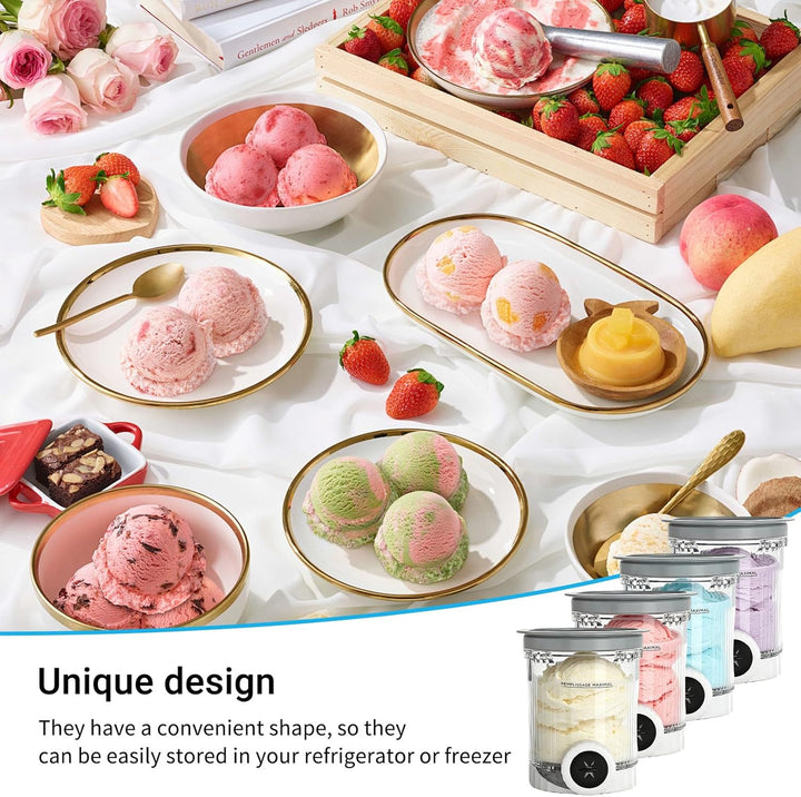 Behälter für Ninja Creami Deluxe Pints,4 Stück Ersatz für Ninja Creami Deluxe Pints und Deckel,Eisbe