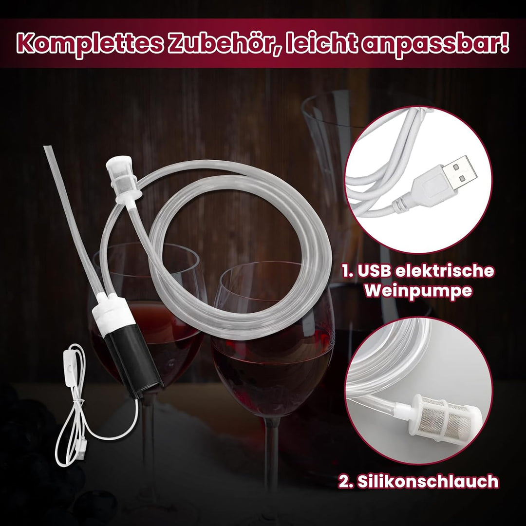 Sharplace Brewings Siphonpumpe USB Elektrische Weinpumpe Weinherstellungszubehör Siphonpumpenrohrsch
