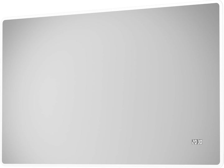 Talos LED Badspiegel, Sun 120 x 70 cm - Lichtumrahmung -Lichtfarbe 4200K - Digitaluhr - Modernes